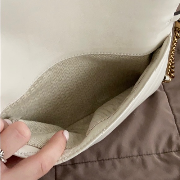 Tory Burch Kira chevron clutch in new ivory